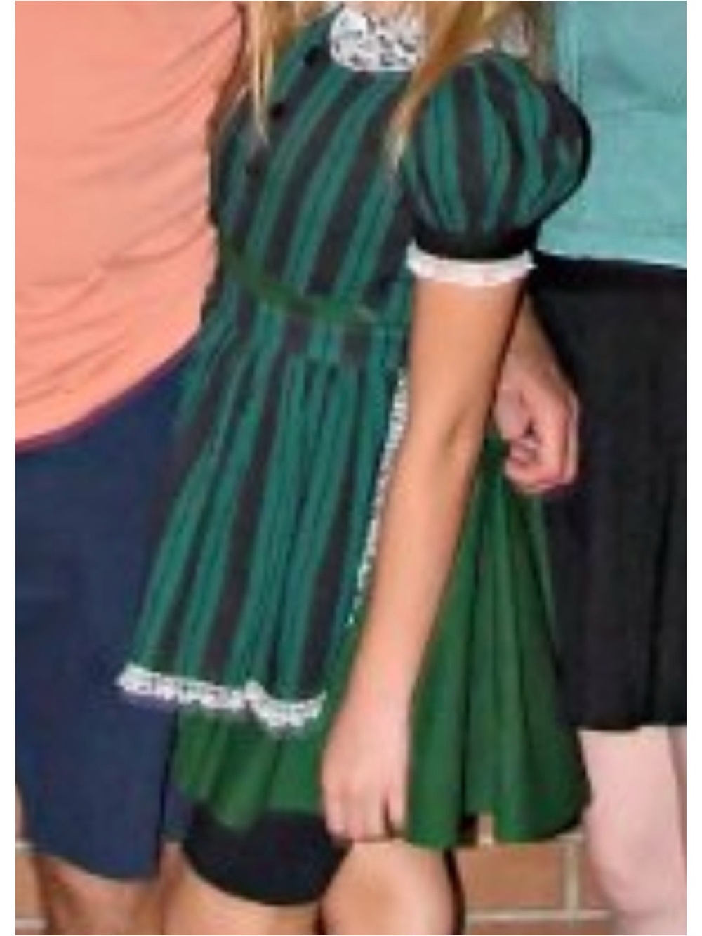 Green and Black Striped Haunted Mansion inspired Puff Sleeve Dress